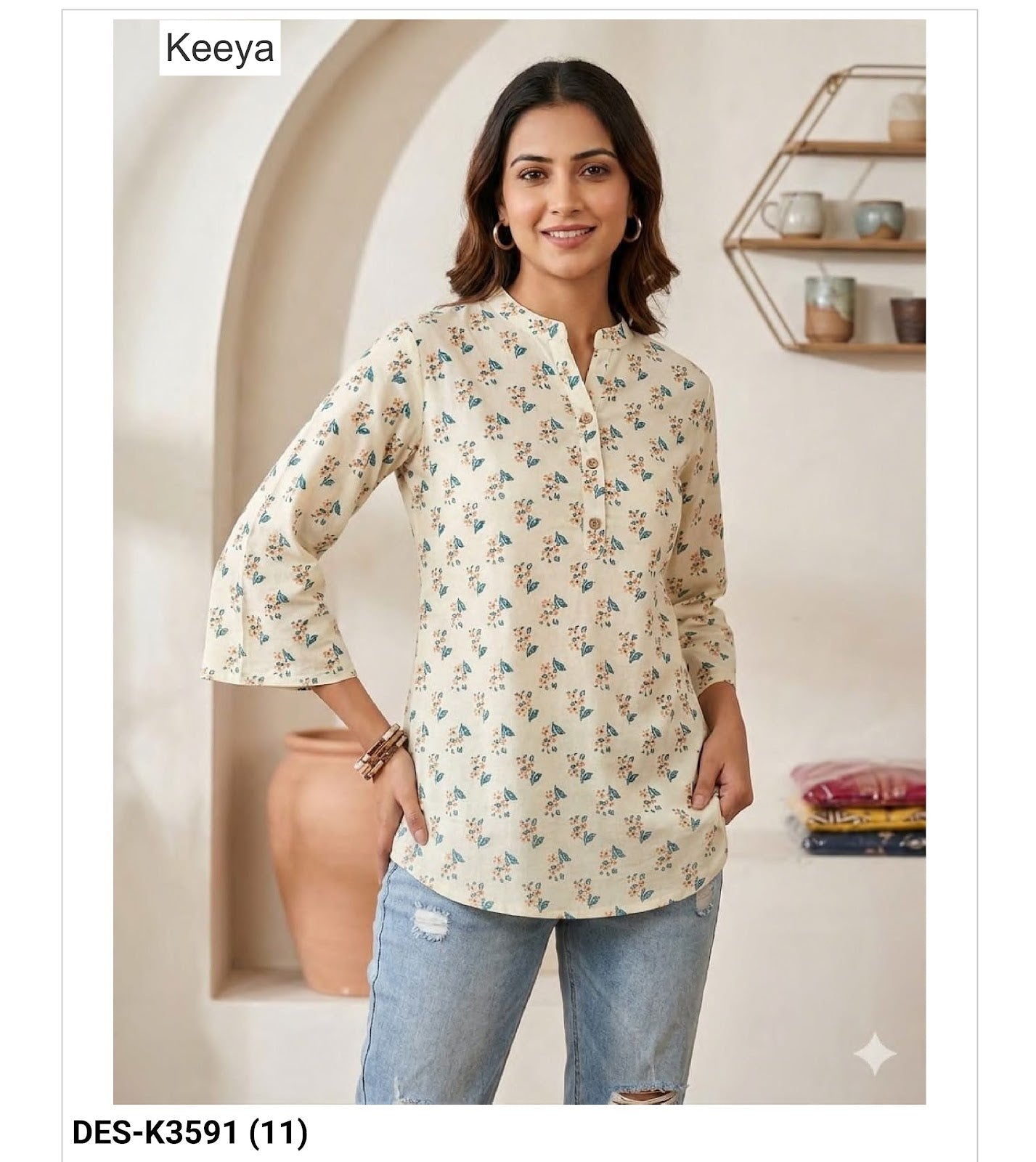 Design K3591 Keeya Cotton Short Kurtis Manufacturer India