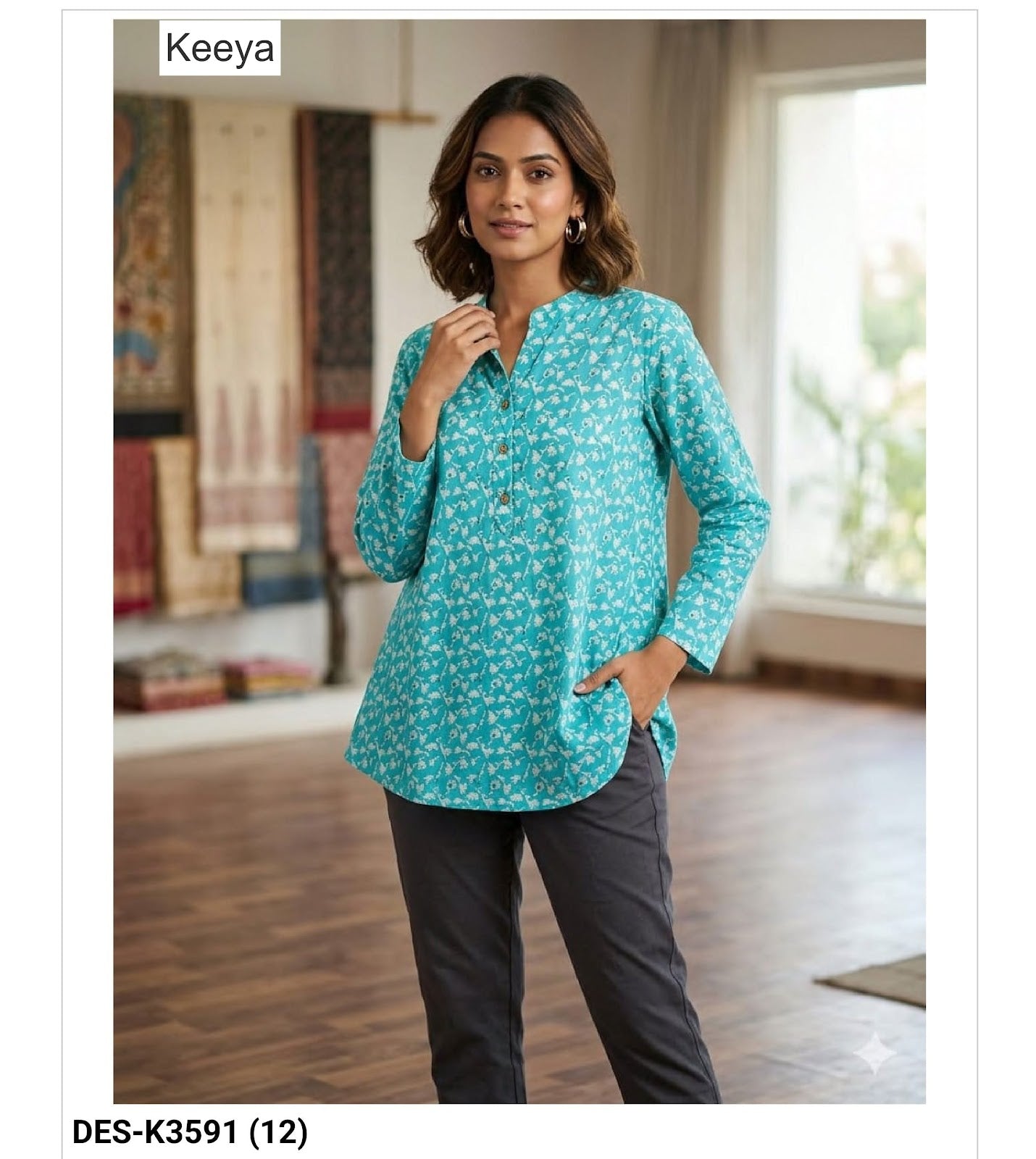 Design K3591 Keeya Cotton Short Kurtis Manufacturer India