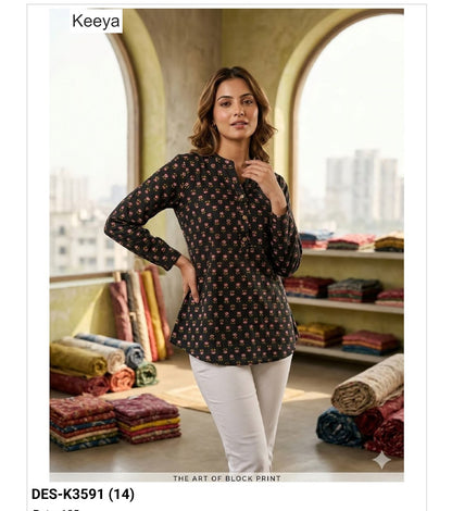 Design K3591 Keeya Cotton Short Kurtis Manufacturer India