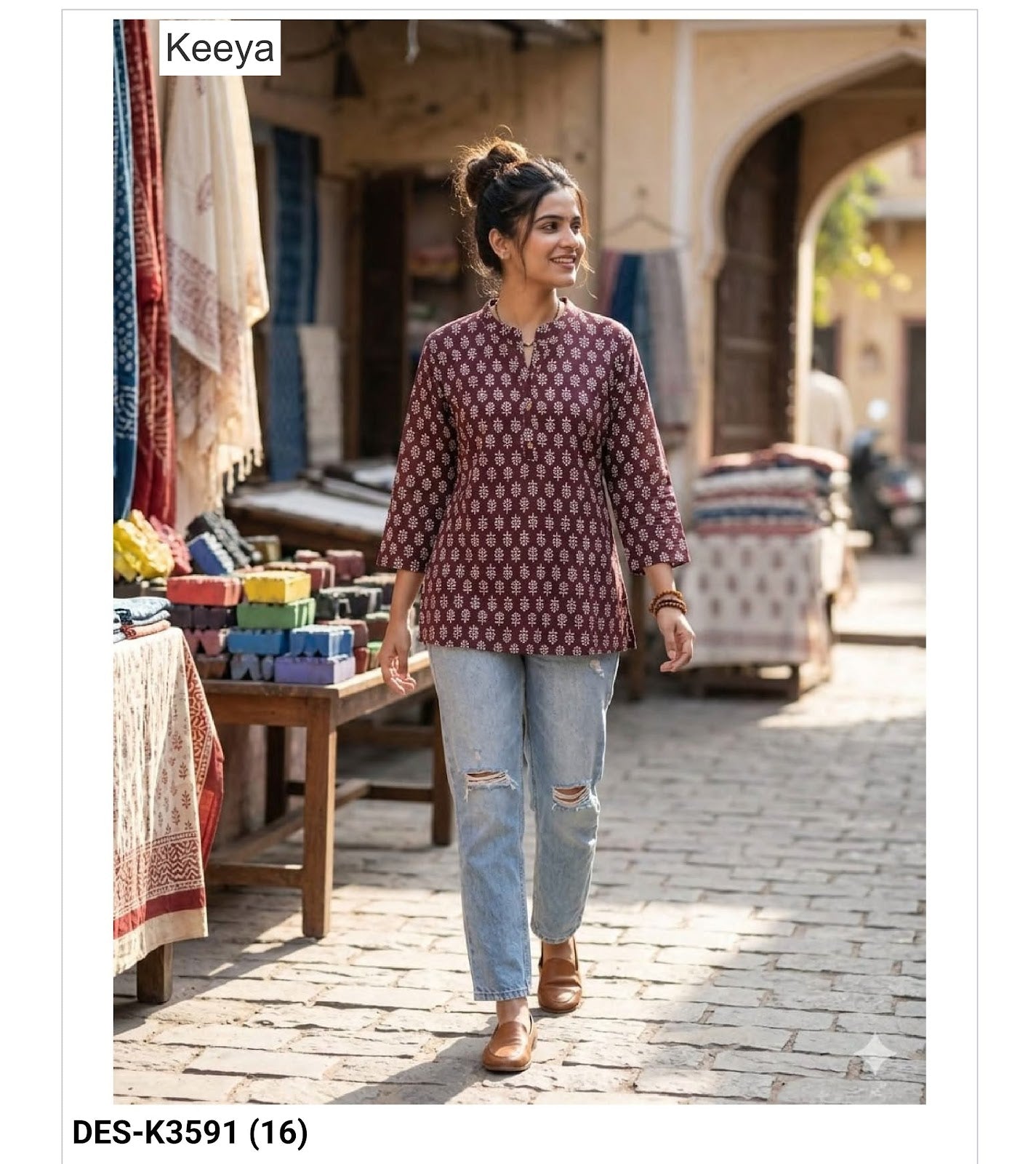 Design K3591 Keeya Cotton Short Kurtis Manufacturer India