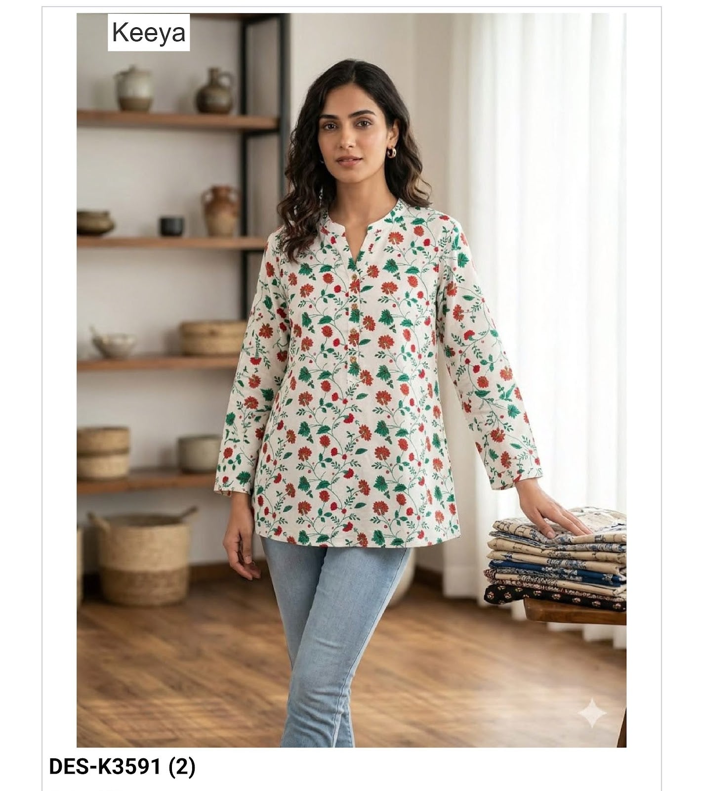 Design K3591 Keeya Cotton Short Kurtis Manufacturer India