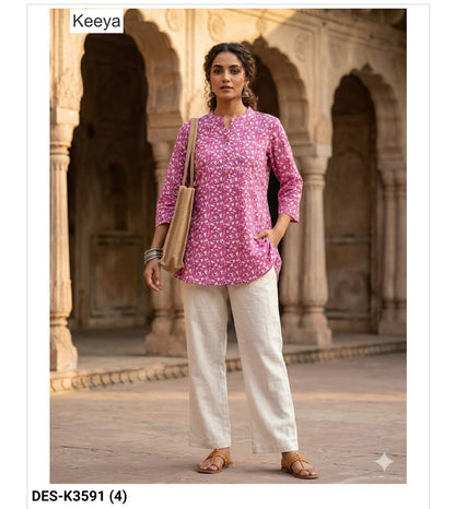 Design K3591 Keeya Cotton Short Kurtis Manufacturer India