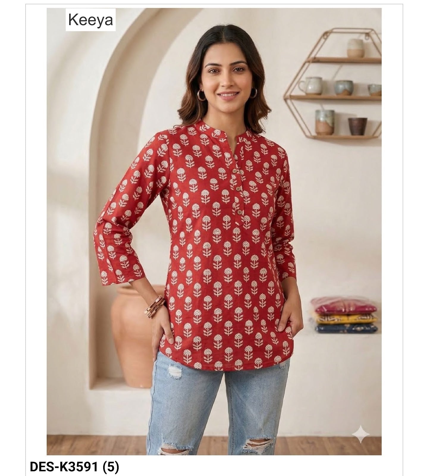 Design K3591 Keeya Cotton Short Kurtis Manufacturer India