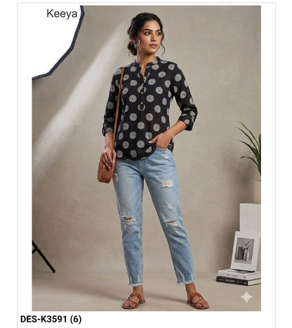 Design K3591 Keeya Cotton Short Kurtis Manufacturer India