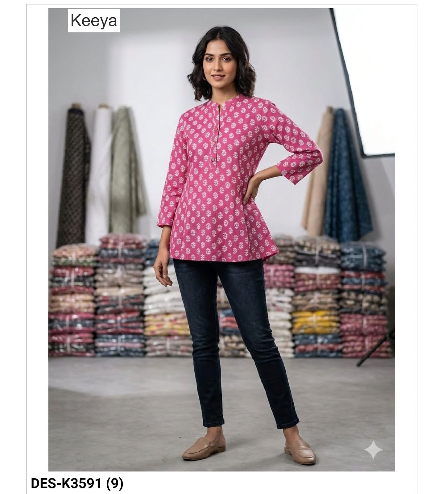 Design K3591 Keeya Cotton Short Kurtis Manufacturer India