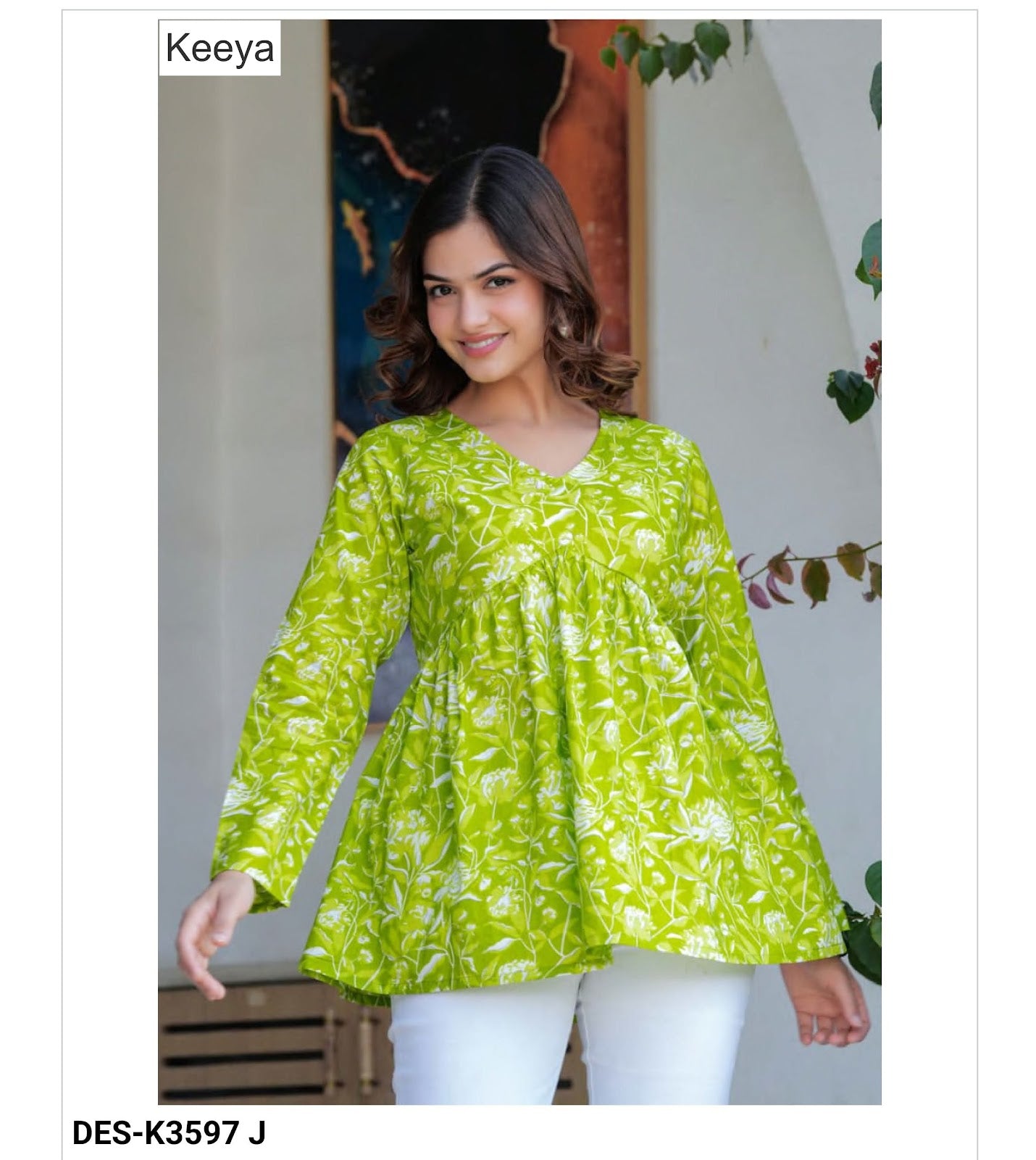 Design K3597 Flair Keeya Cotton Fancy Tops Wholesale Price