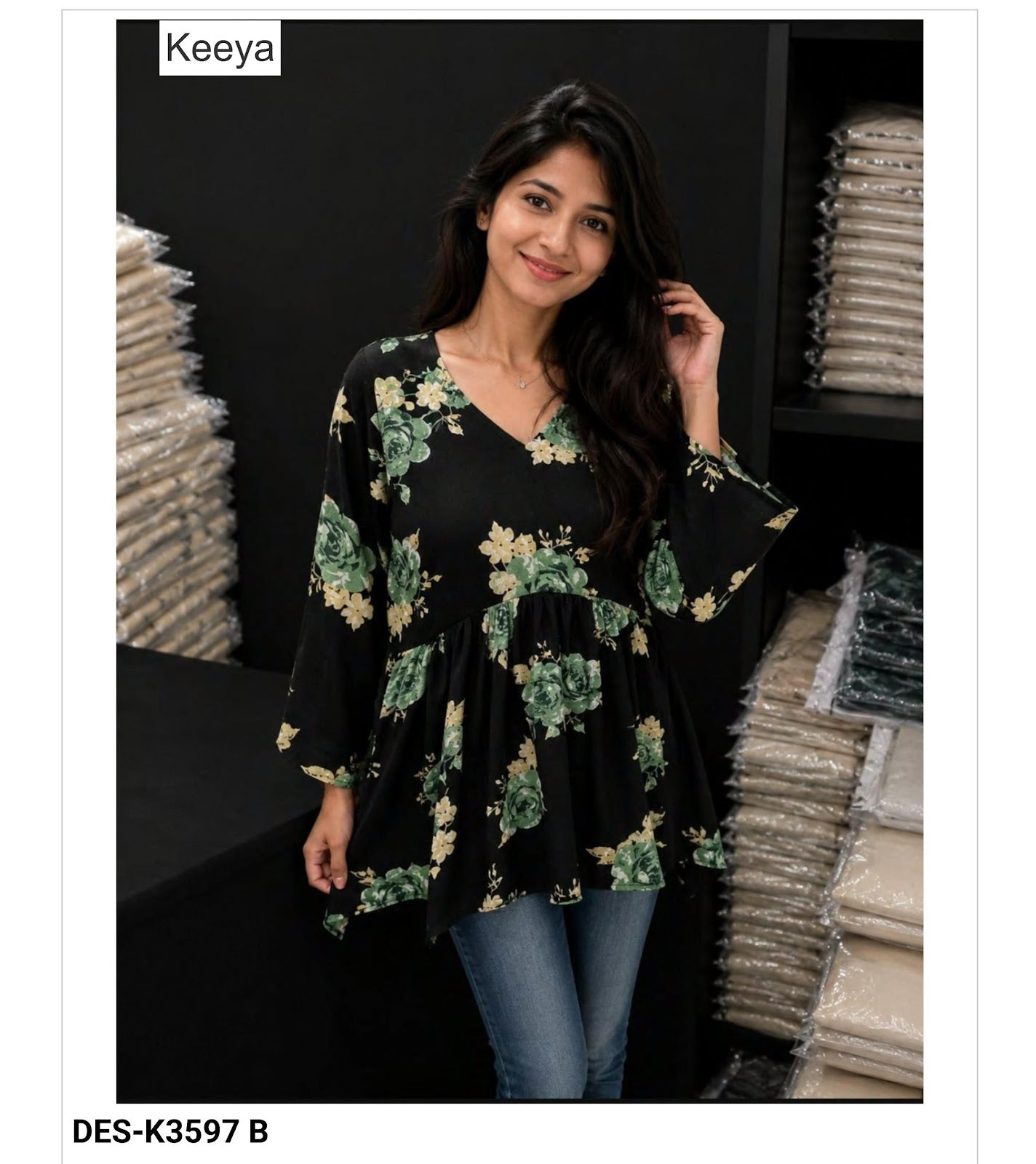 Design K3597 Flair Keeya Cotton Fancy Tops Wholesale Price