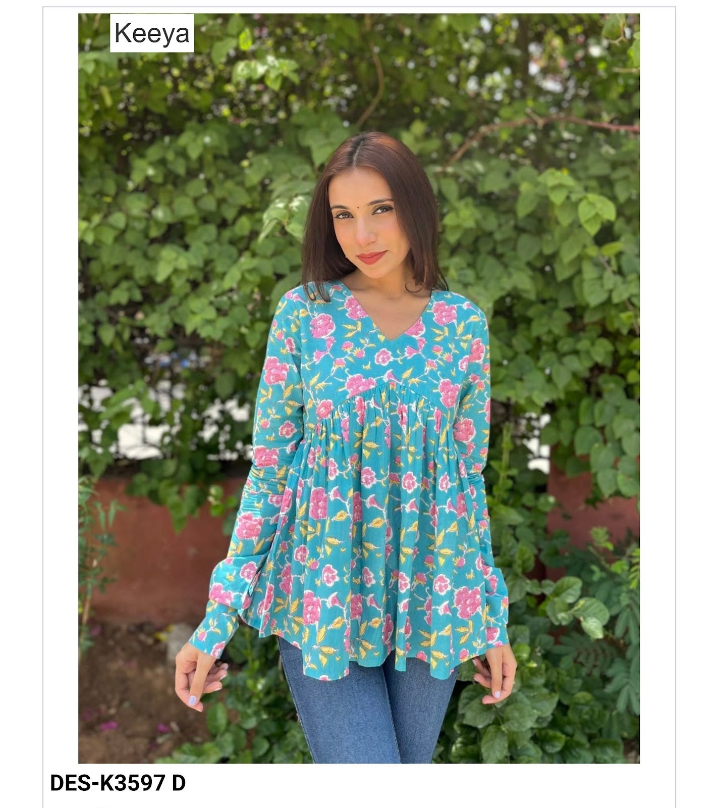 Design K3597 Flair Keeya Cotton Fancy Tops Wholesale Price