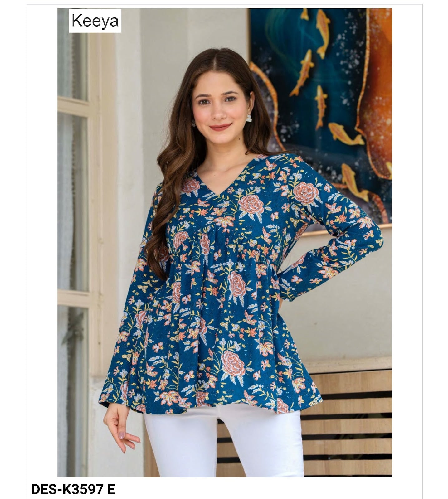 Design K3597 Flair Keeya Cotton Fancy Tops Wholesale Price