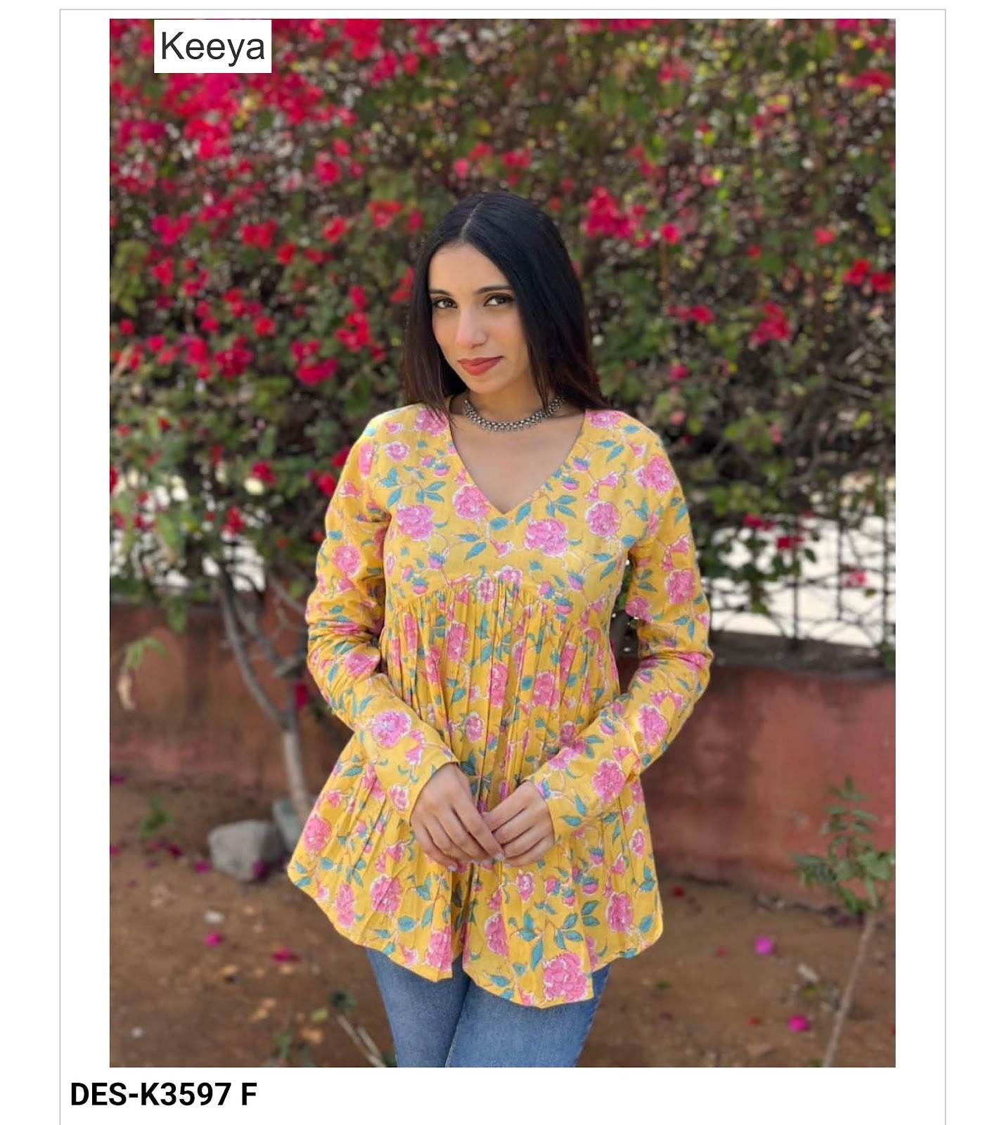Design K3597 Flair Keeya Cotton Fancy Tops Wholesale Price