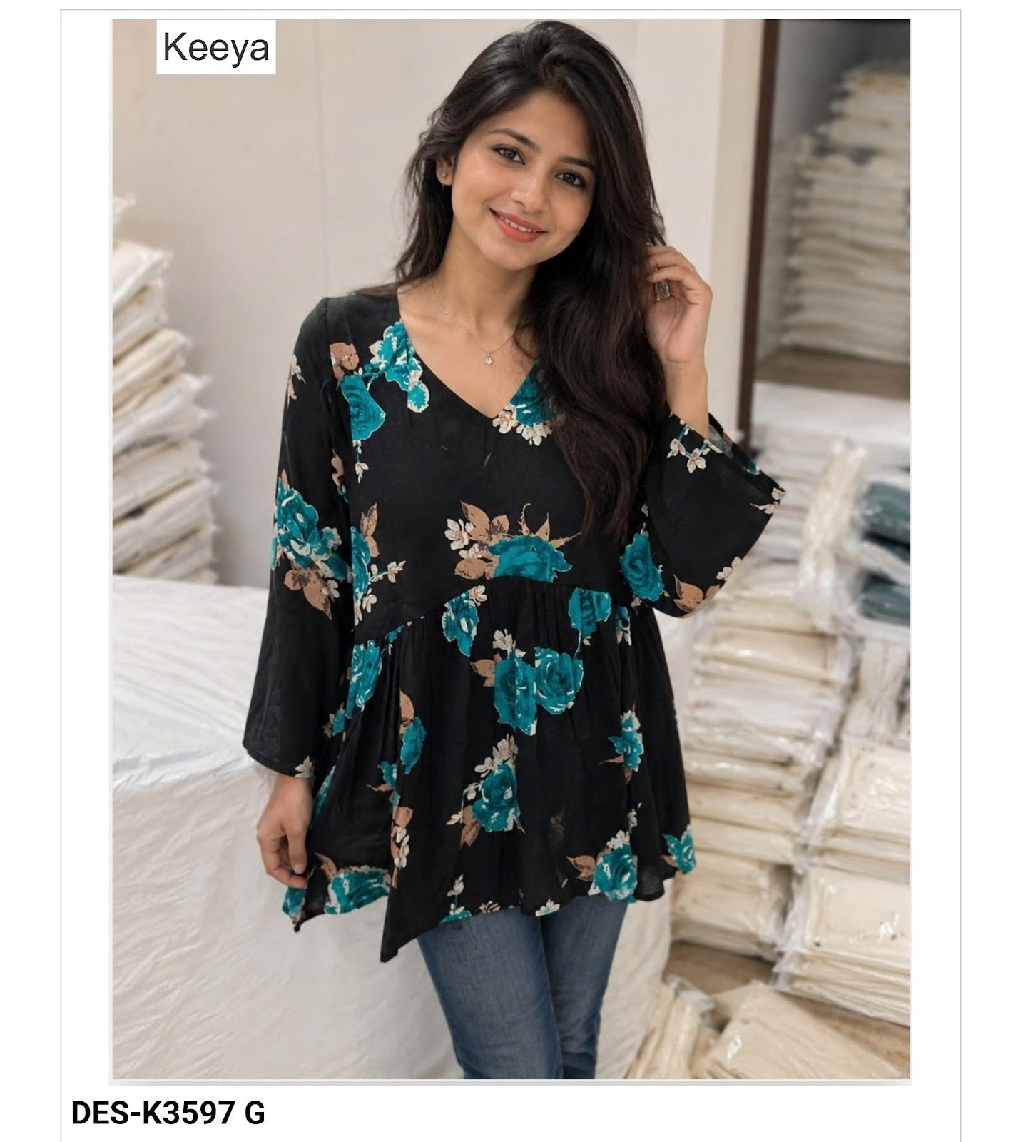 Design K3597 Flair Keeya Cotton Fancy Tops Wholesale Price