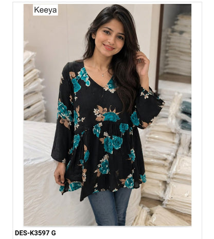 Design K3597 Flair Keeya Cotton Fancy Tops Wholesale Price