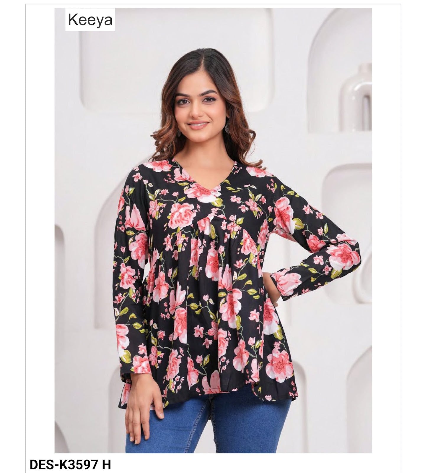 Design K3597 Flair Keeya Cotton Fancy Tops Wholesale Price