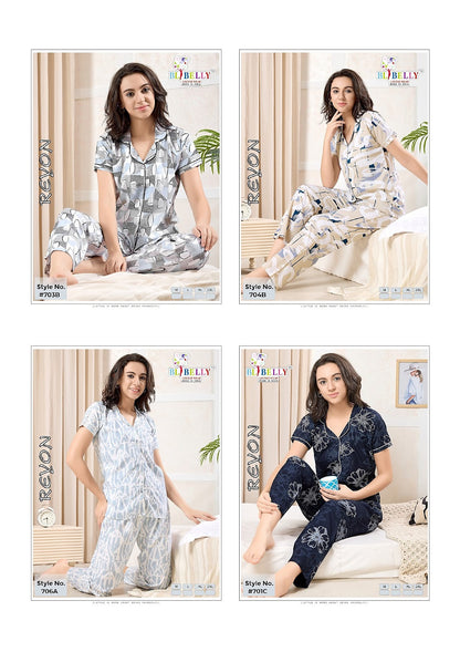 Design Kns Belly Reyon Collar Night Suits Wholesale Price