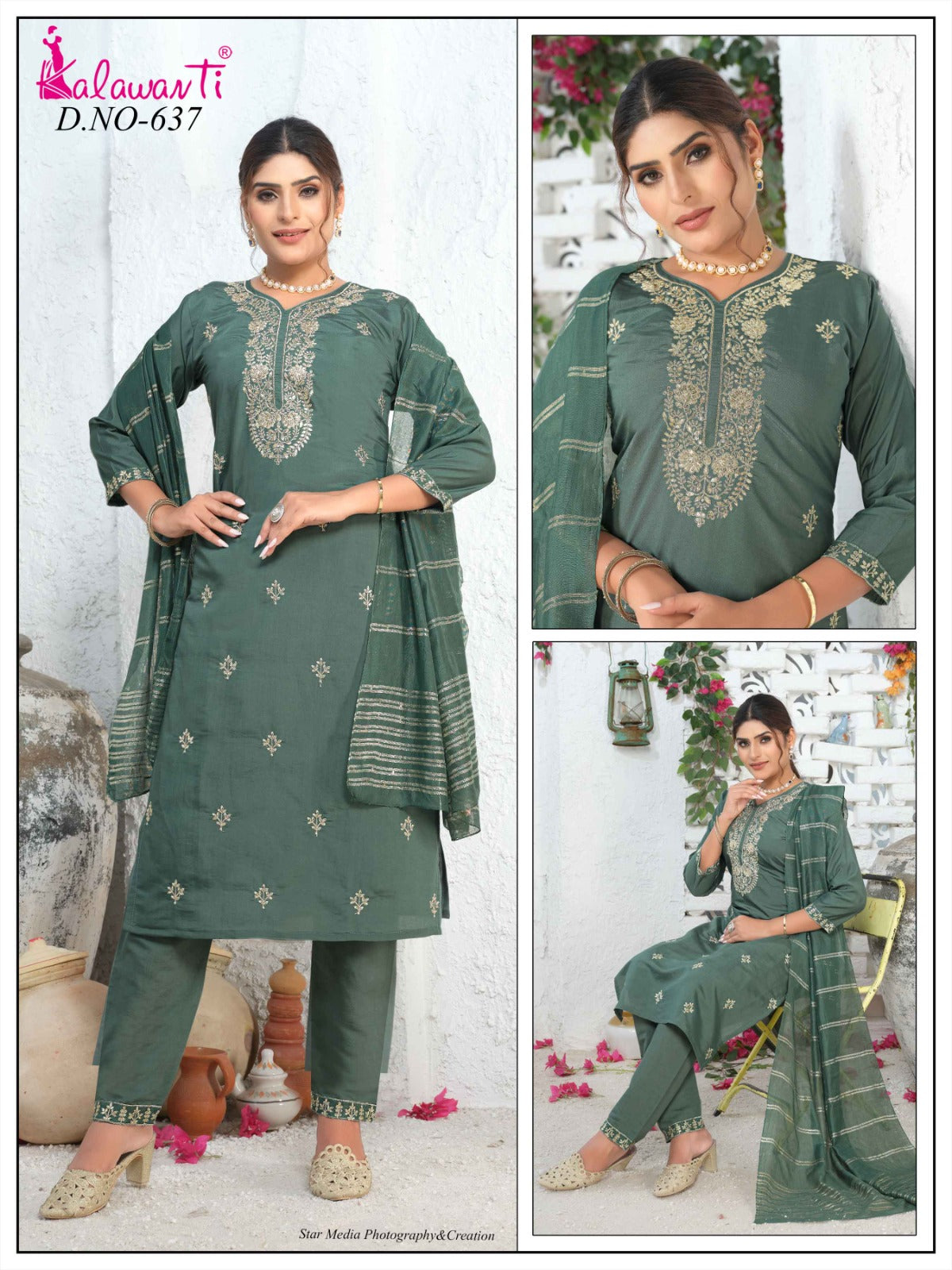 Design Neck Work Kalawavti Roman Silk Readymade Pant Style Suits Manufacturer Ahmedabad