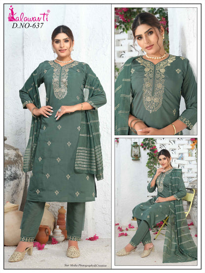 Design Neck Work Kalawavti Roman Silk Readymade Pant Style Suits Manufacturer Ahmedabad