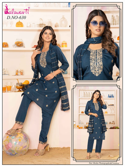 Design Neck Work Kalawavti Roman Silk Readymade Pant Style Suits Manufacturer Ahmedabad