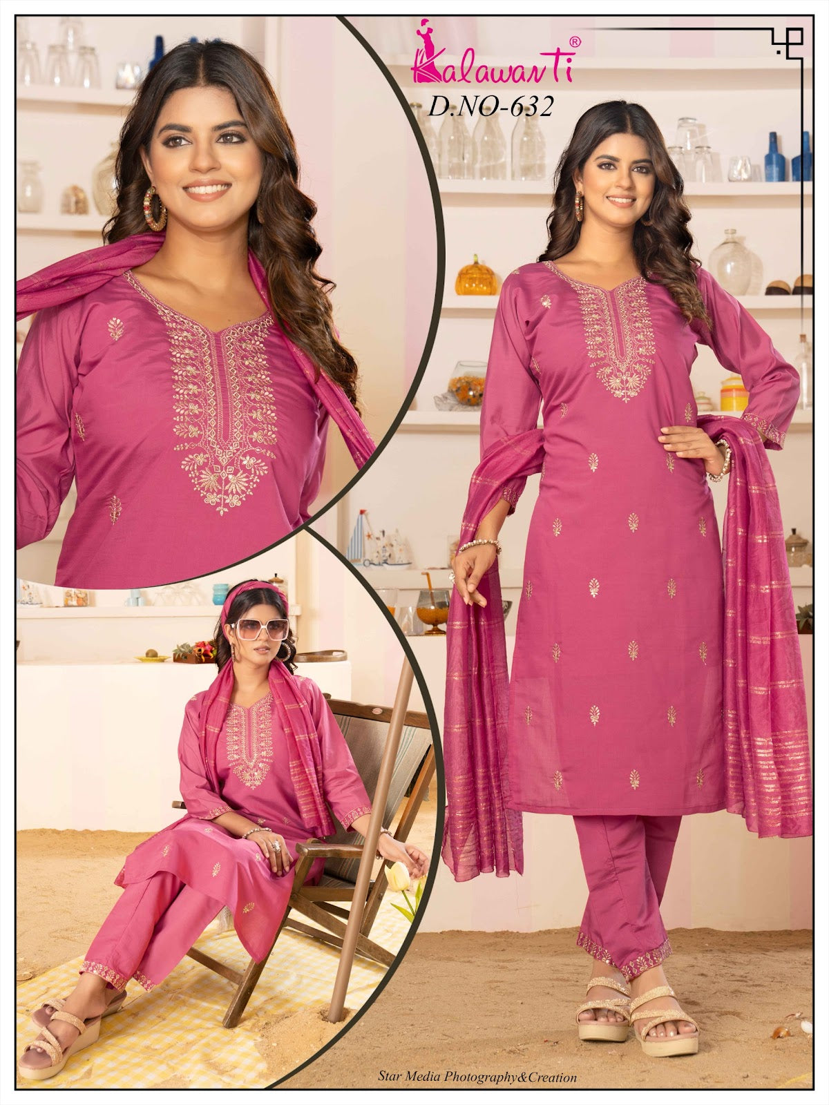 Design Neck Work Kalawavti Roman Silk Readymade Pant Style Suits Manufacturer Ahmedabad