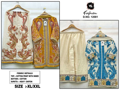 Design No 12081 Vs Fashion Cotton Pakistani Readymade Suits Wholesale Price