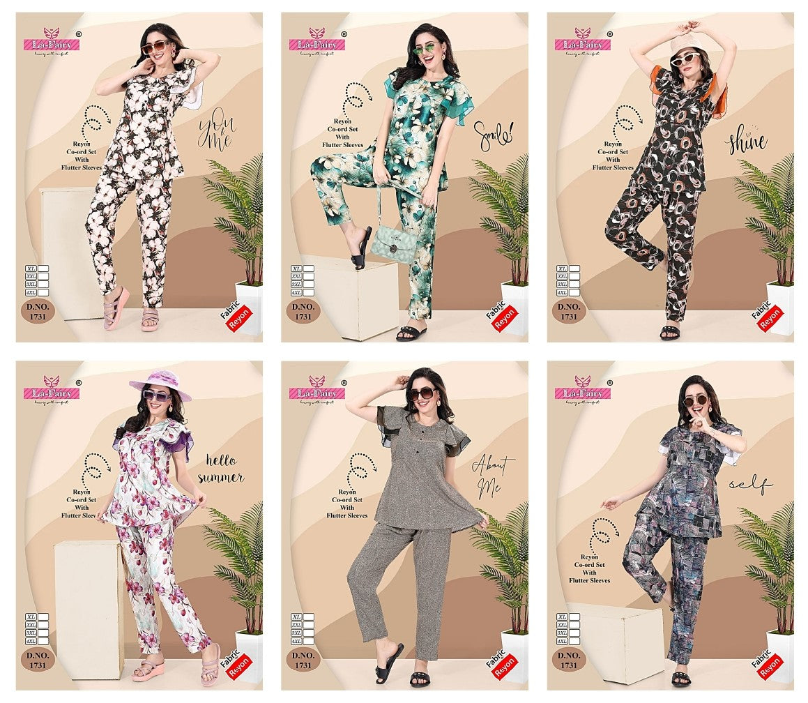 Design No 1731 La Fairy Reyon Co Ord Set Wholesale Rate