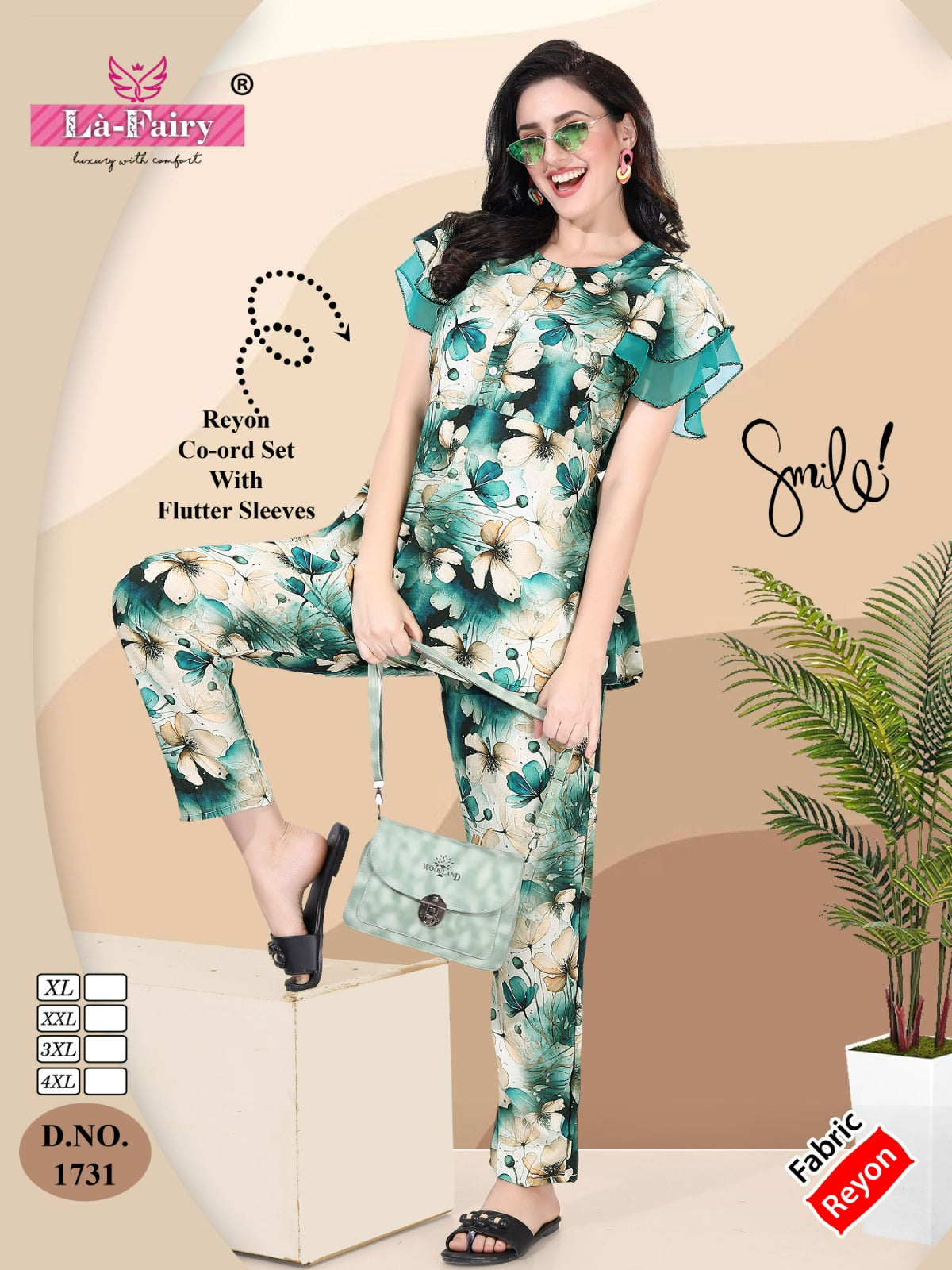Design No 1731 La Fairy Reyon Co Ord Set Wholesale Rate