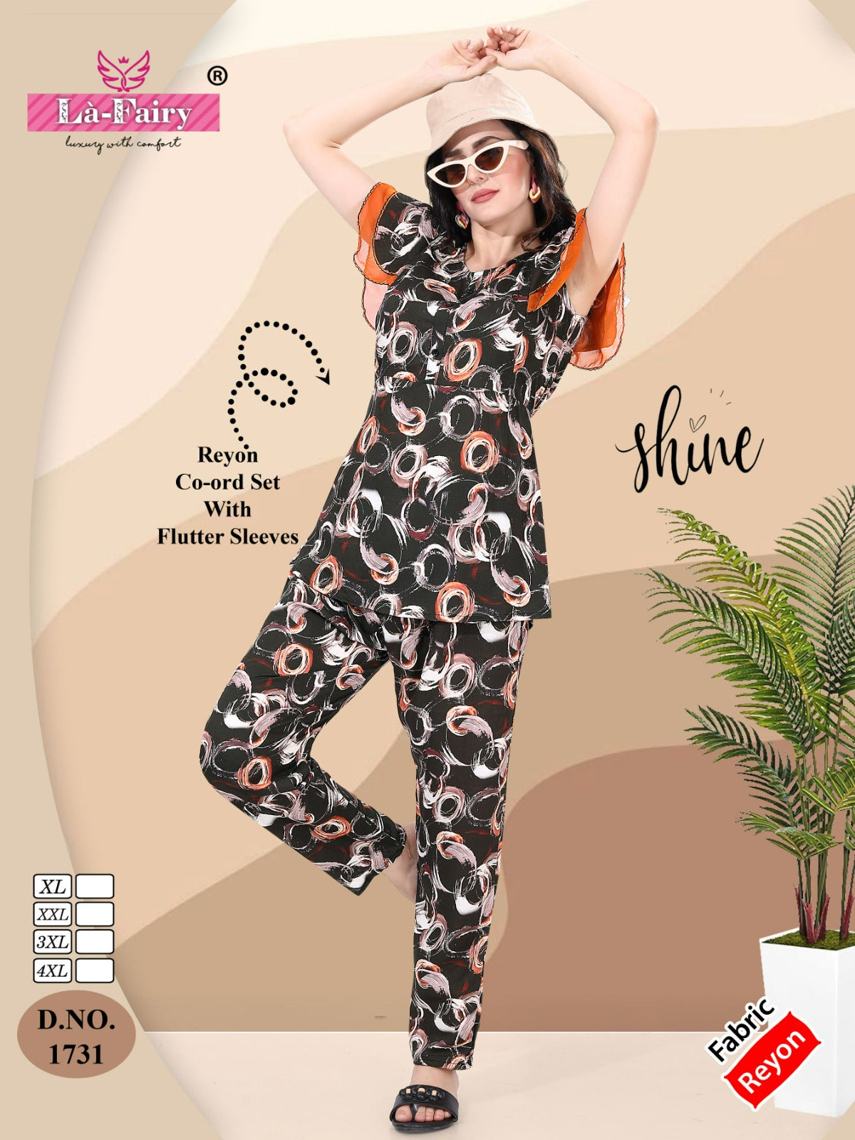 Design No 1731 La Fairy Reyon Co Ord Set Wholesale Rate