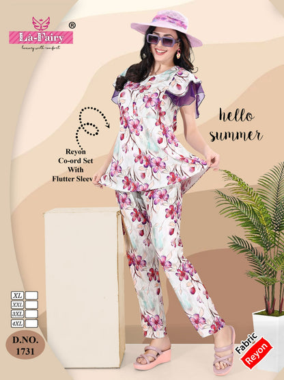 Design No 1731 La Fairy Reyon Co Ord Set Wholesale Rate