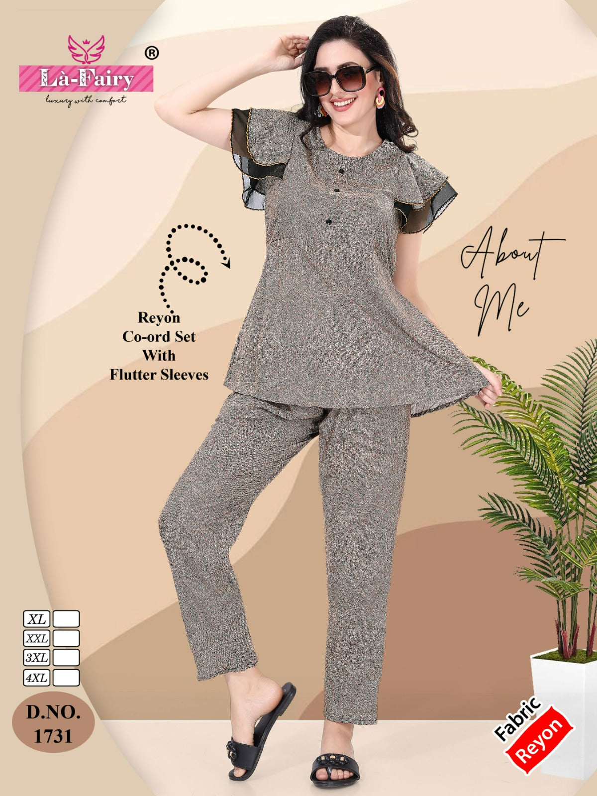 Design No 1731 La Fairy Reyon Co Ord Set Wholesale Rate