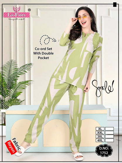 Design No 1752 La Fairy Reyon Co Ord Set Supplier Gujarat