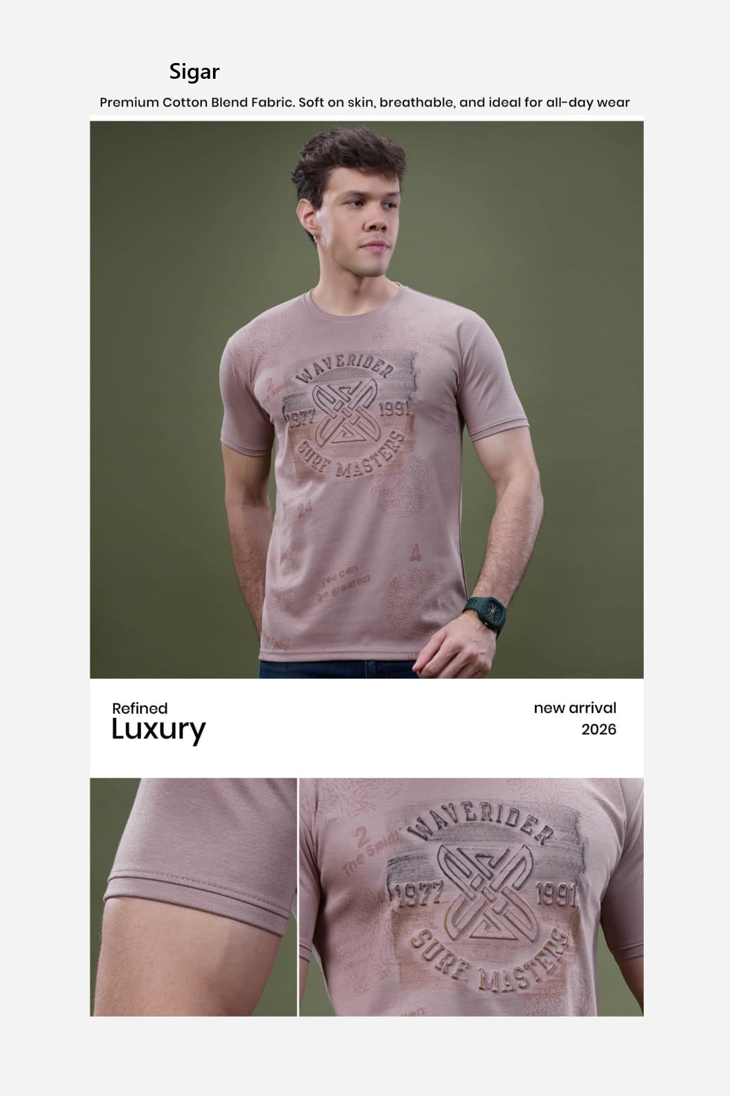 Design No 5634 Brush Print Sigar Interlock Mens Tshirts Wholesaler Gujarat
