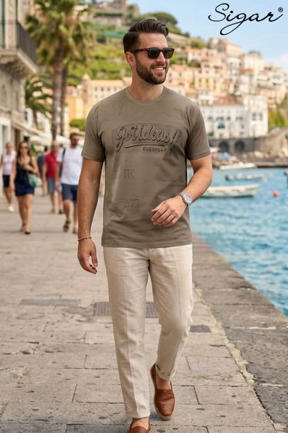 Design No 5634 Brush Print Sigar Interlock Mens Tshirts Wholesaler Gujarat