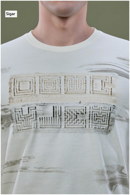 Design No 5634 Brush Print Sigar Interlock Mens Tshirts Wholesaler Gujarat