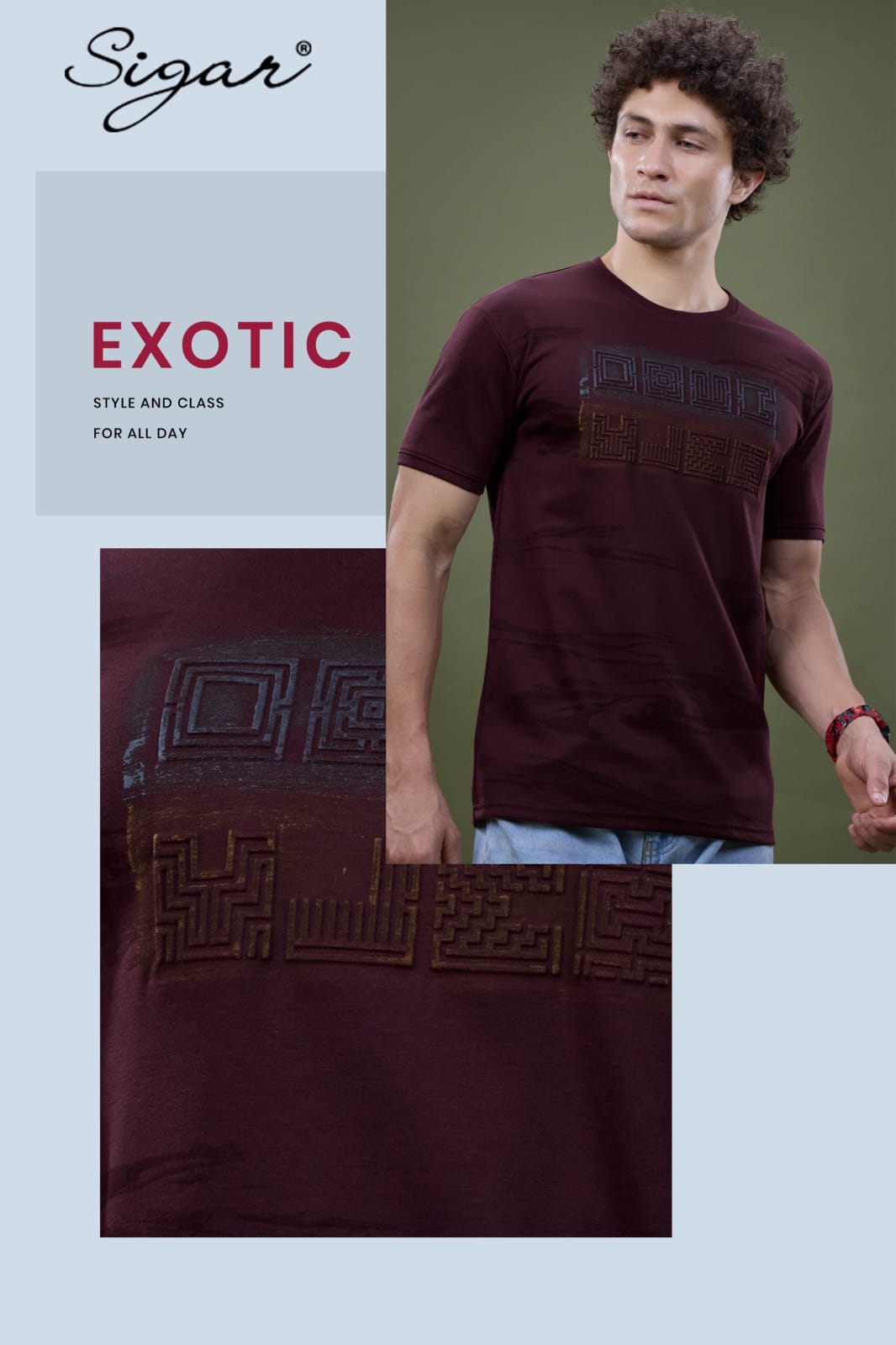 Design No 5634 Brush Print Sigar Interlock Mens Tshirts Wholesaler Gujarat
