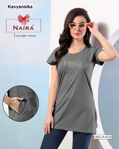 Design No N 47 Kavyansika Hosiery Women Long Tshirt Supplier