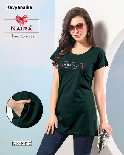 Design No N 47 Kavyansika Hosiery Women Long Tshirt Supplier