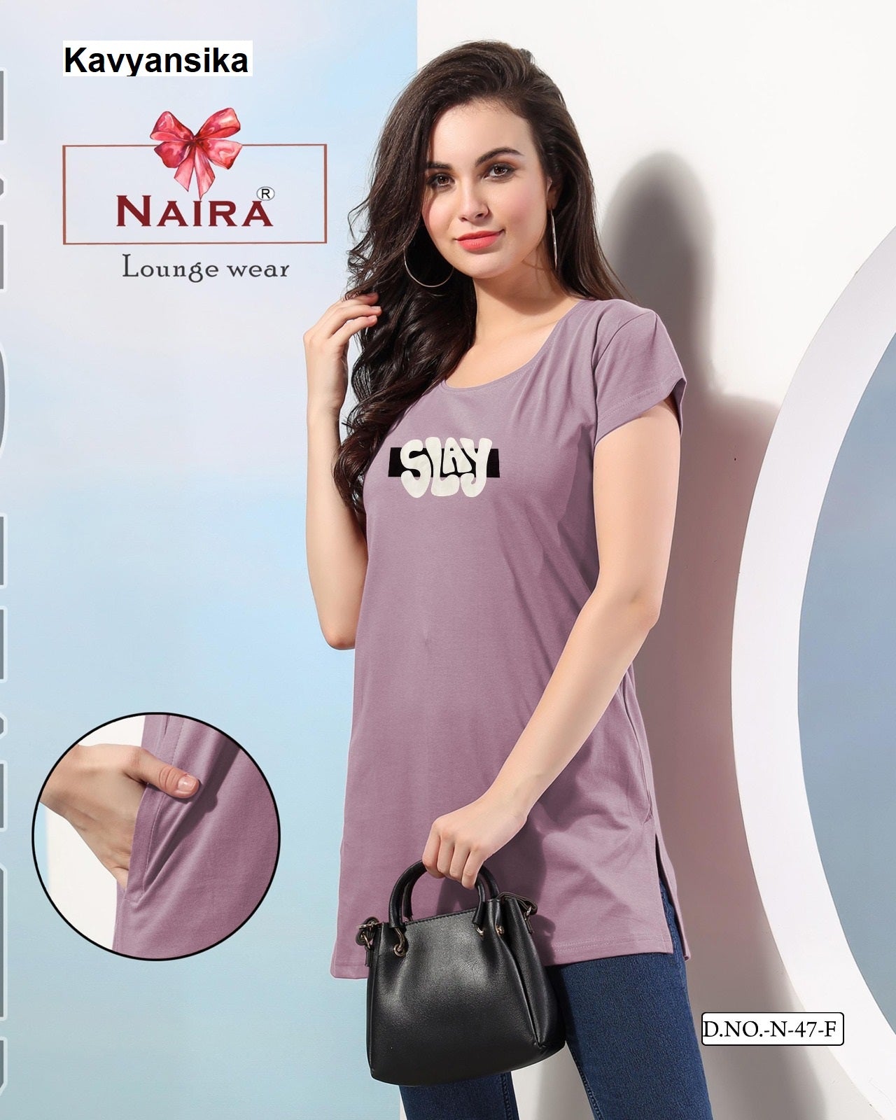 Design No N 47 Kavyansika Hosiery Women Long Tshirt Supplier