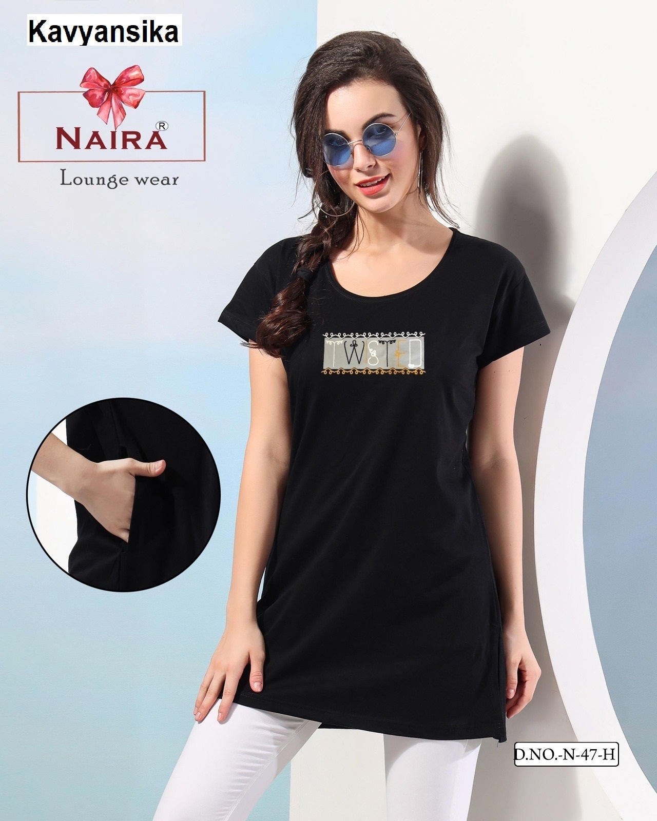 Design No N 47 Kavyansika Hosiery Women Long Tshirt Supplier