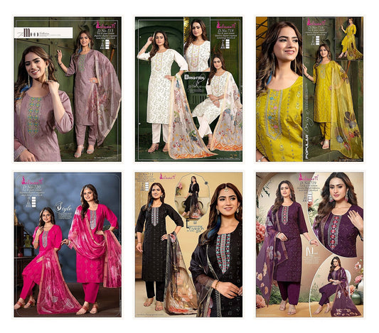 Design Print-Plain Kalawavti Roman Silk Readymade Pant Style Suits Exporter Ahmedabad