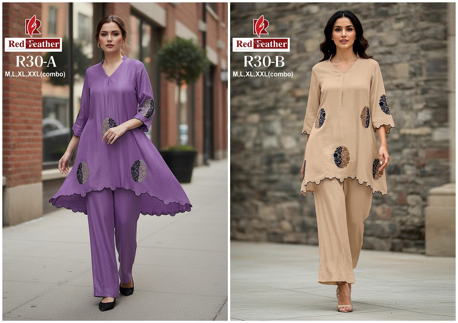 Design R 30 Red Feather Co Ord Set Manufacturer Ahmedabad