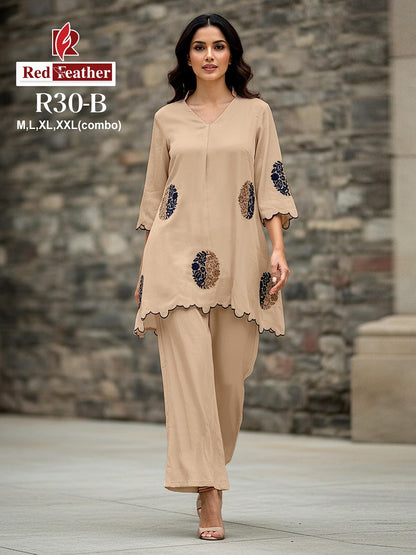 Design R 30 Red Feather Co Ord Set Manufacturer Ahmedabad