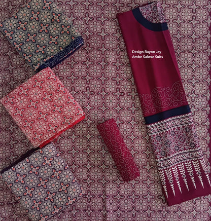 Design Rayon Jay Ambe Salwar Suits Exporter India