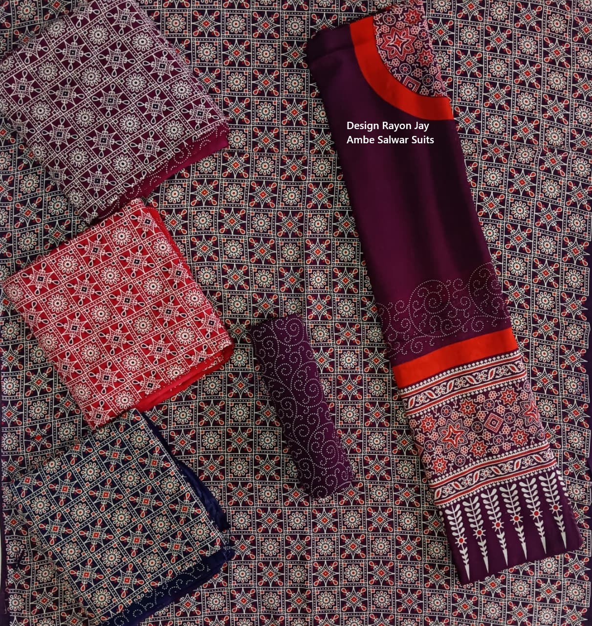 Design Rayon Jay Ambe Salwar Suits Exporter India