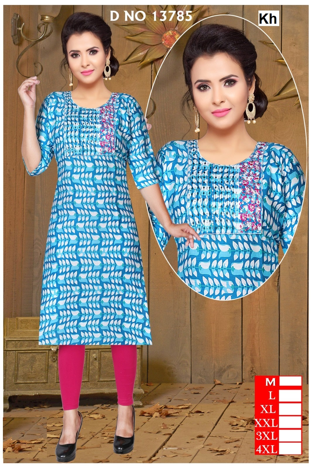 Design Reyon Kh Knee Length Kurtis Manufacturer India