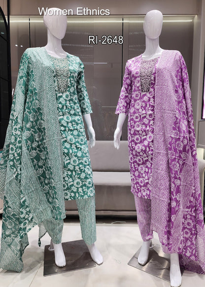 डिज़ाइन बुधवार महिला एथनिक्स रेडीमेड कॉटन पैंट सूट आपूर्तिकर्ता