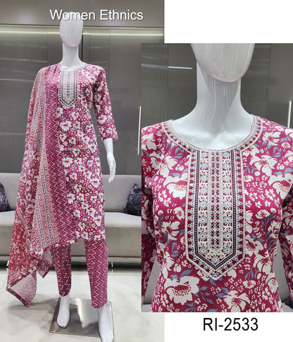 डिज़ाइन बुधवार महिला एथनिक्स रेडीमेड कॉटन पैंट सूट आपूर्तिकर्ता