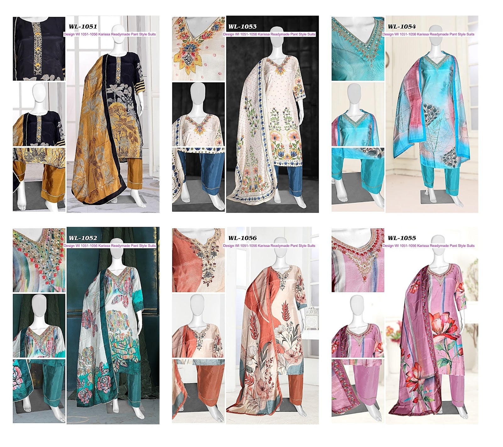Design Wl 1051-1056 Karissa Muslin Readymade Pant Style Suits Supplier