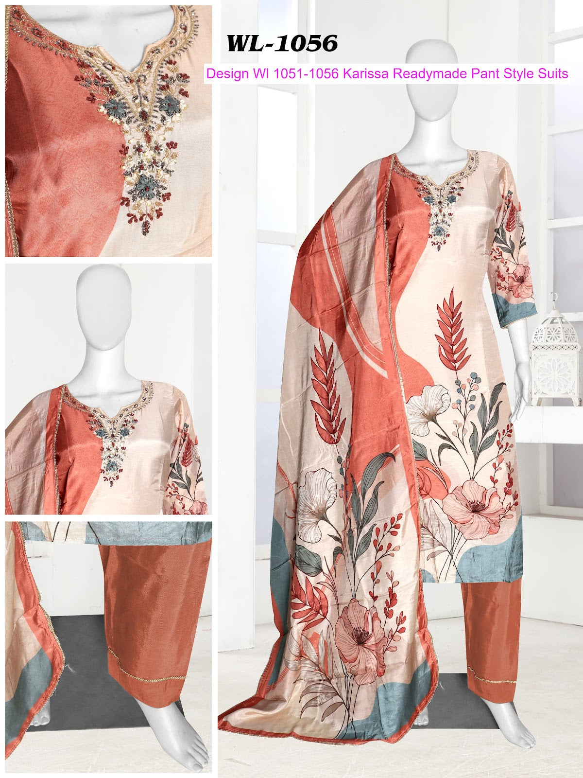 Design Wl 1051-1056 Karissa Muslin Readymade Pant Style Suits Supplier