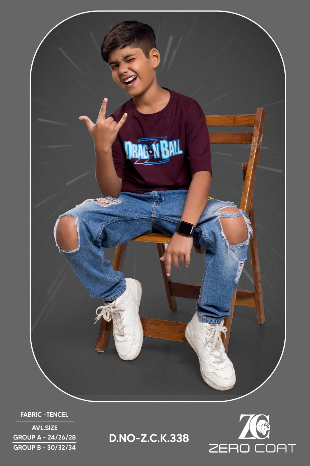 Design Zck 338 Zero Coat Tencil Boys Tshirt Wholesaler