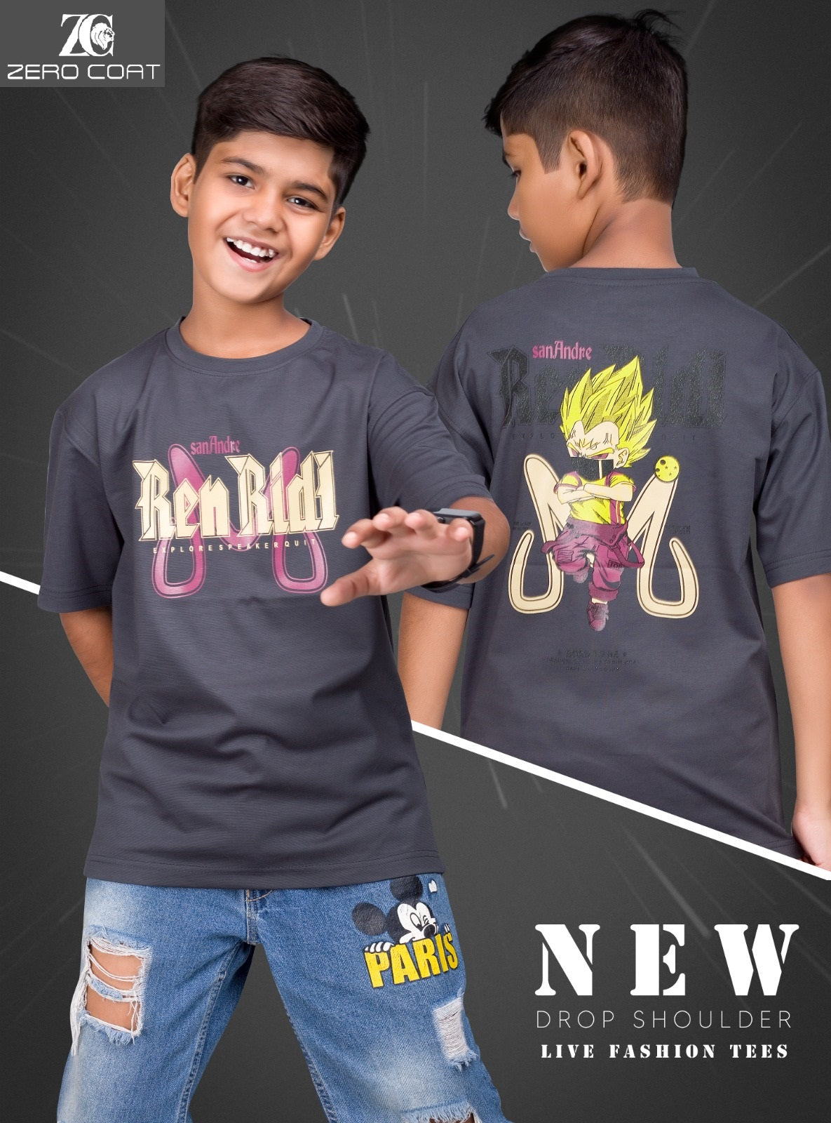 Design Zck 338 Zero Coat Tencil Boys Tshirt Wholesaler