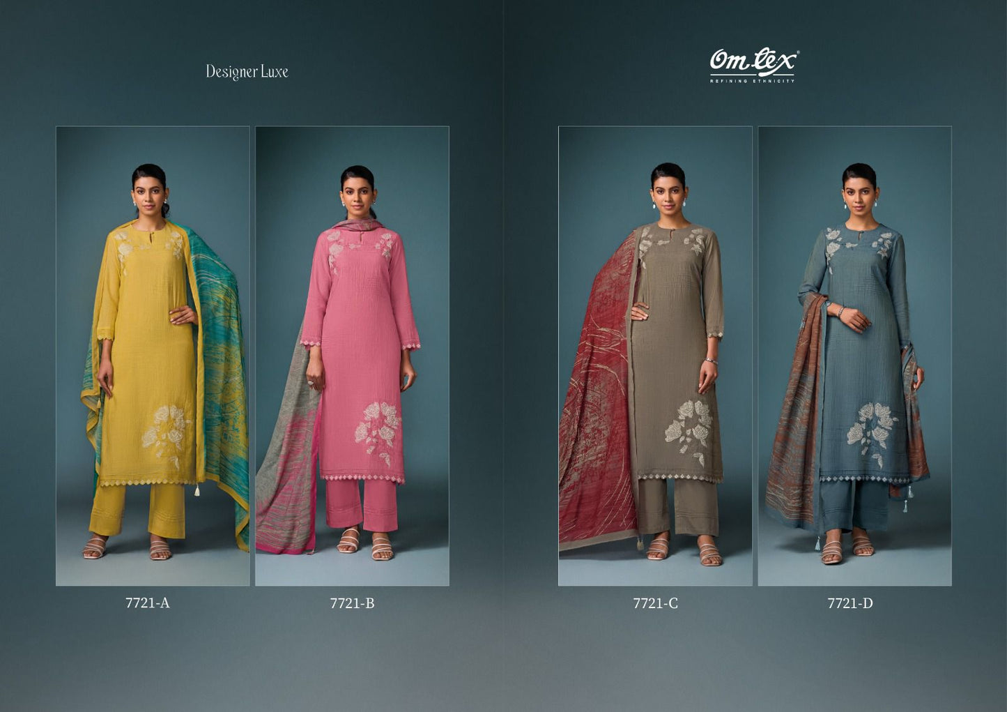 Designer Luxe Omtex Silk Pant Style Suits Exporter India